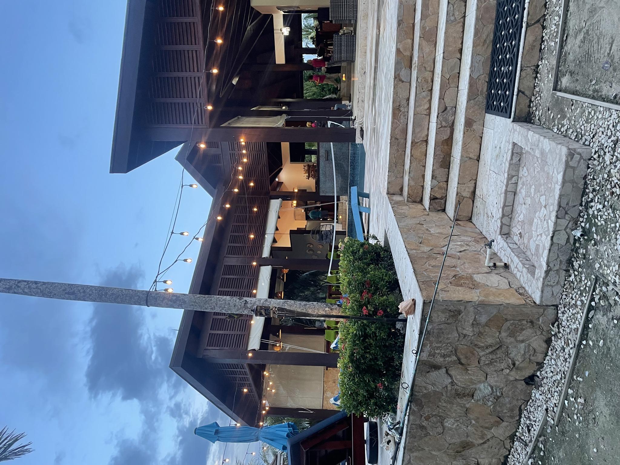 The resort in Belize at night.
