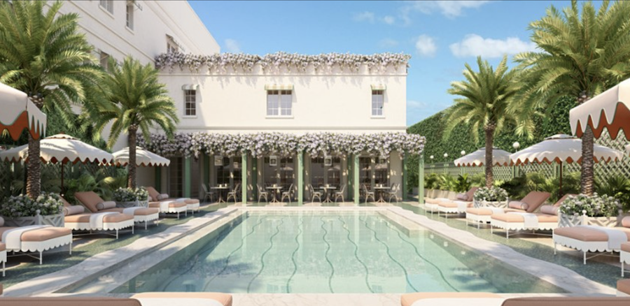 The beautiful pool at the Vineta Hotel located in Palm Beach, Florida